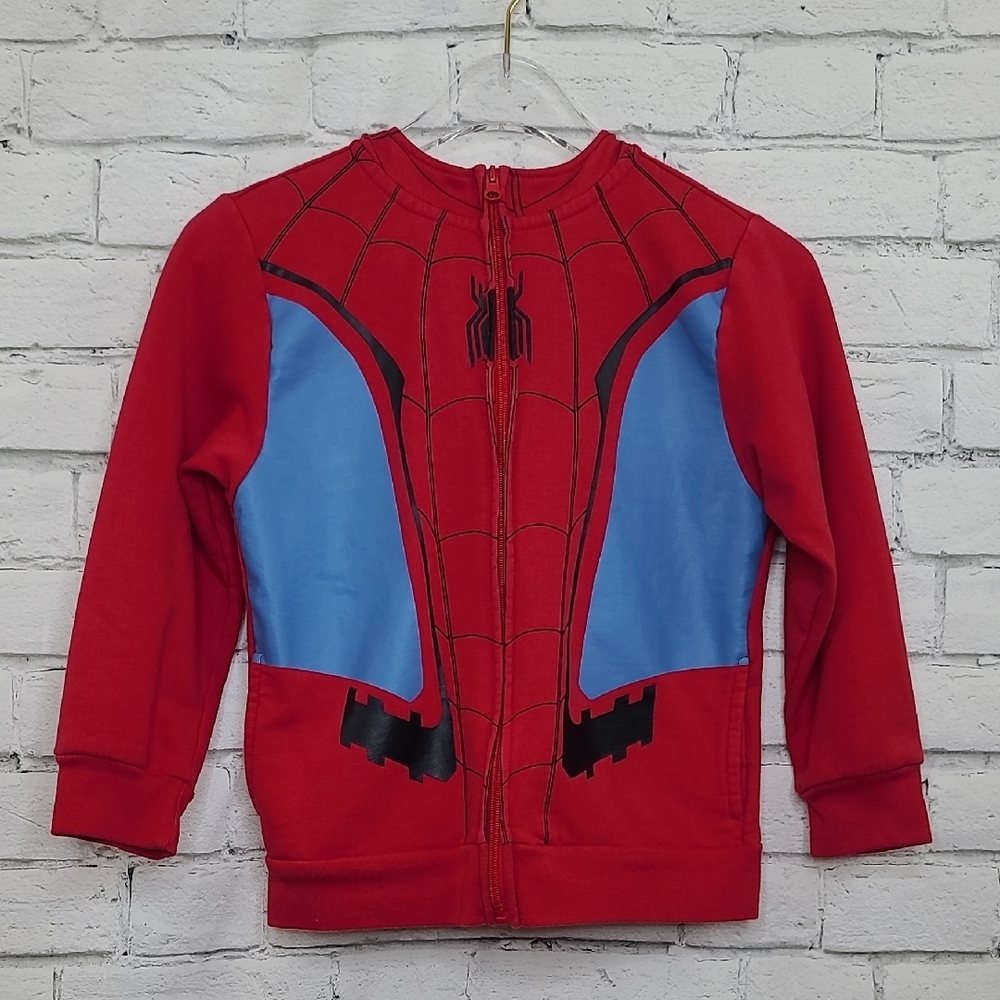 Marvel The Amazing Spiderman Hooded Long Sleeve Zip Up Jacket/Hoodie in Red/Blue
